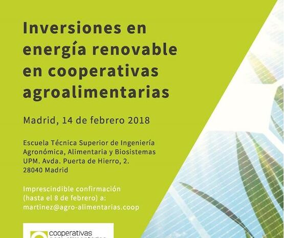 Unas jornadas abordarán las oportunidades de negocio de las energías renovables en cooperativas