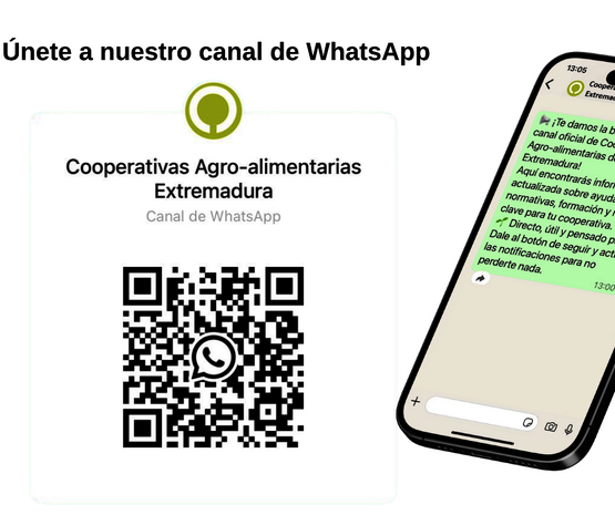 Lanzamos nuestro canal de WhatsApp para estar más cerca del cooperativismo agroalimentario extremeño