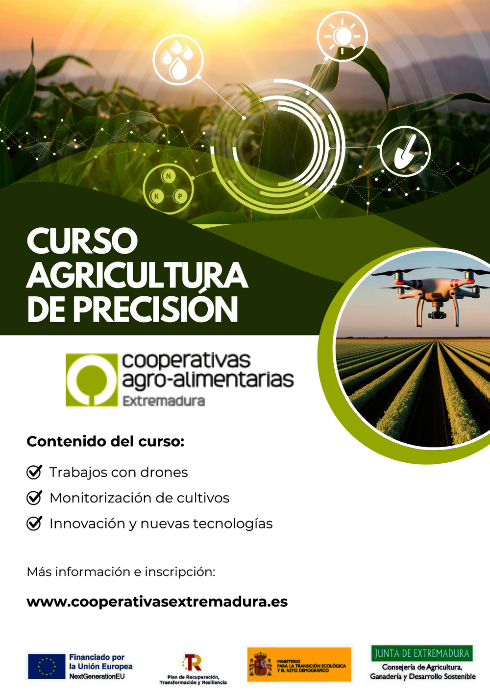 Cooperativas Extremadura pone en marcha un curso de agricultura de precisión y drones