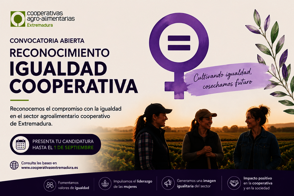 Cooperativas Agro-alimentarias Extremadura abre la convocatoria del reconocimiento “Igualdad Cooperativa”